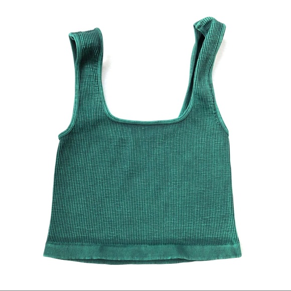 Free People Tops - Free People Happiness Runs Square Neck Ribbed Crop Top Emerald XS/S